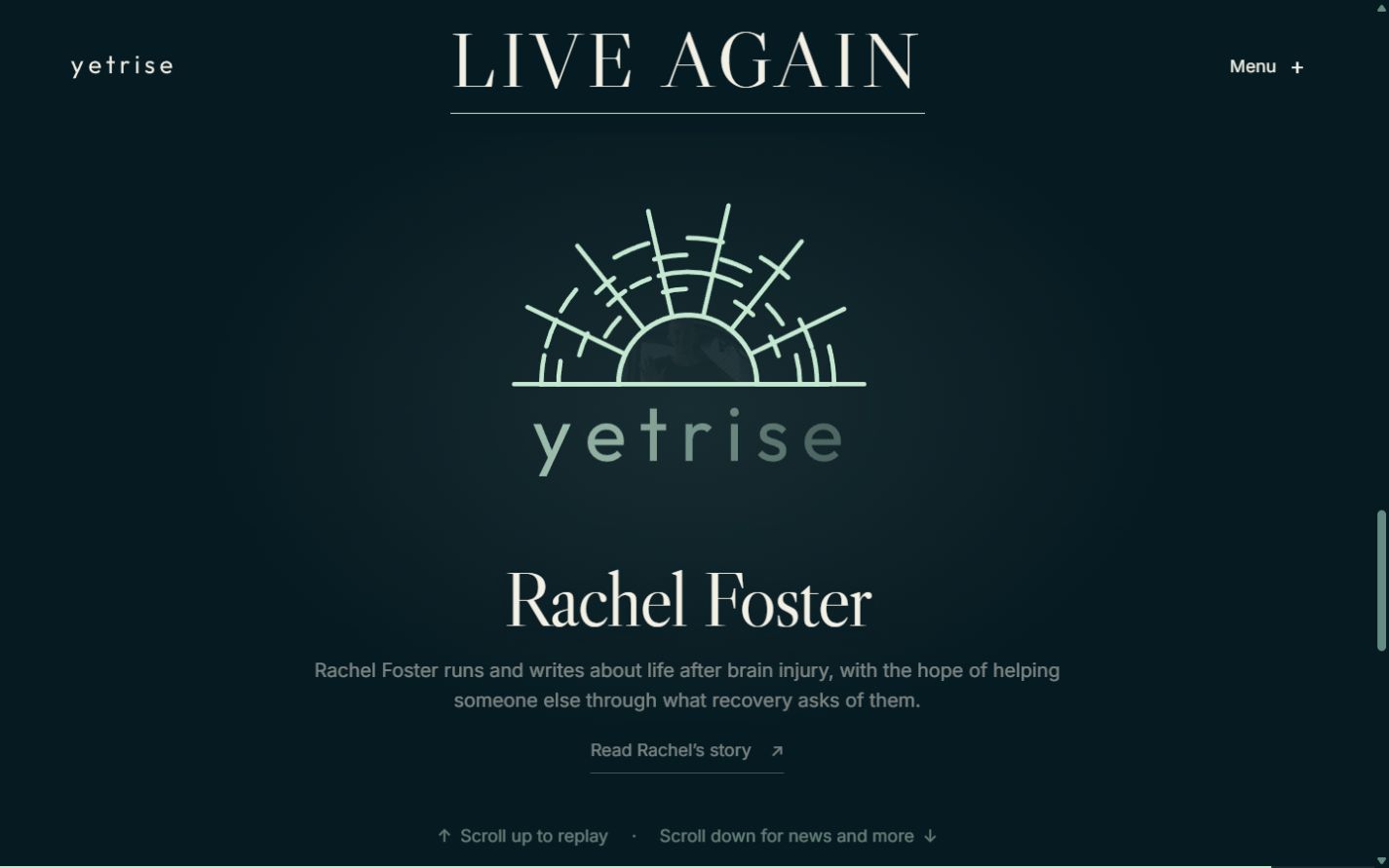 The closing frame of the yetrise homepage’s cinematic introduction.