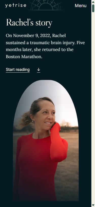 The yetrise story introduction and portrait arranged for a phone screen.